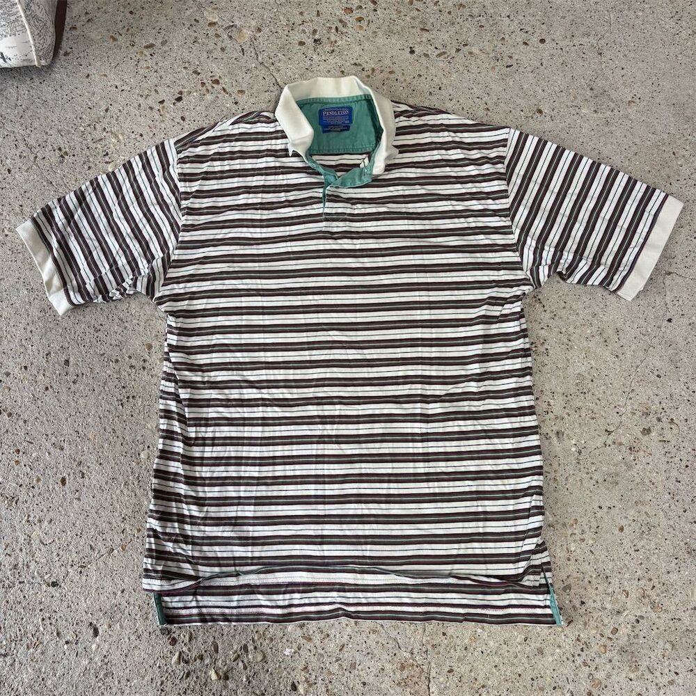 Vintage Pendleton Men's XL‎ Multicolor Striped Polo Shirt Short Sleeve